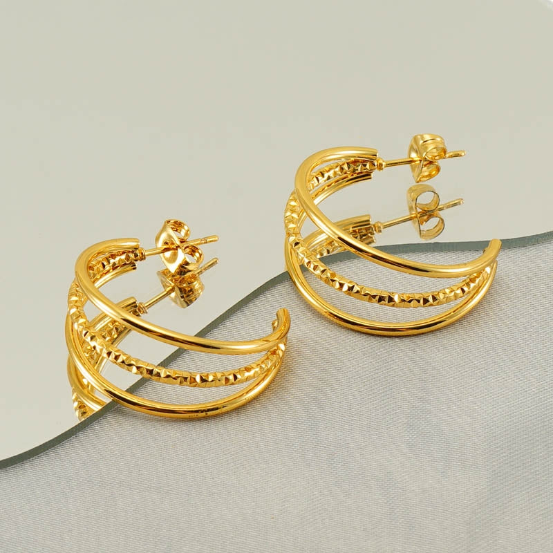 Elegant 18K Gold Plated Stainless Steel Hoop Earrings for Women