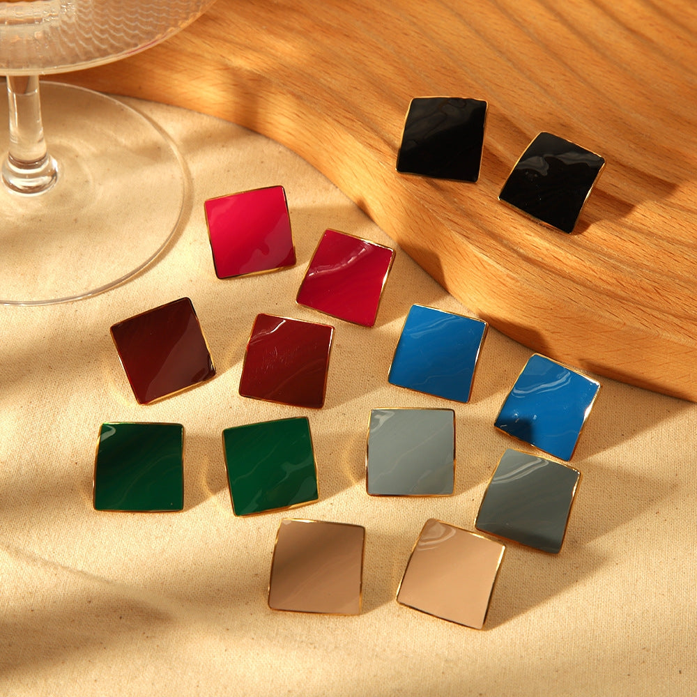 1 Pair Elegant Square 304 Stainless Steel Ear Studs