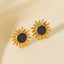 Elegant Geometric Sun Stainless Steel Stud Earrings - 18k Gold Plated