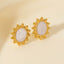 Elegant Sunflower 304 Stainless Steel Stud Earrings - Vintage Chic Design