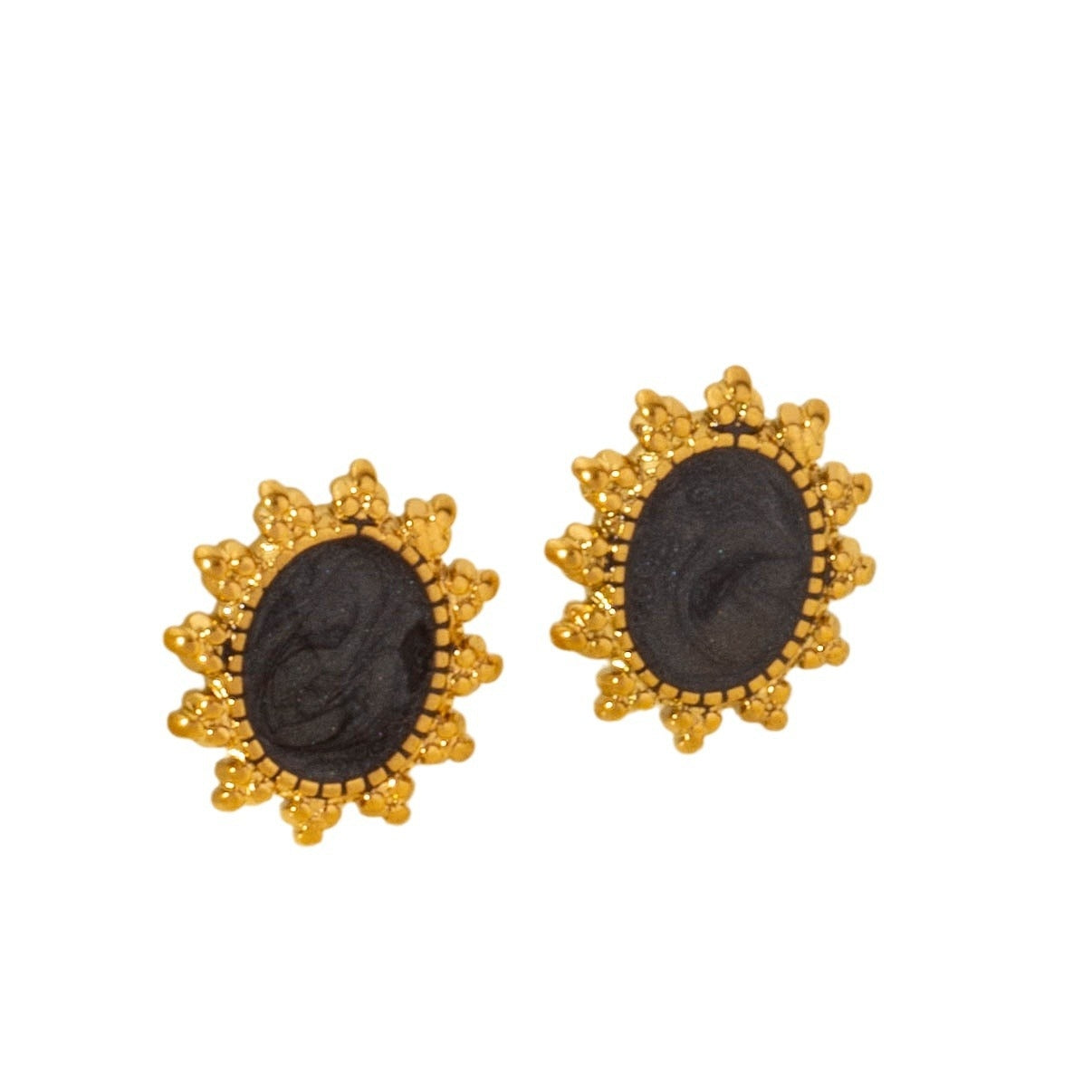 Elegant Sunflower 304 Stainless Steel Stud Earrings - Vintage Chic Design