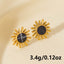 Elegant Geometric Sun Stainless Steel Stud Earrings - 18k Gold Plated