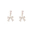 Elegant Heart & Cross Design Pearl Earrings - Bow Knot & Rhinestone Accents, 925 Silver Needle