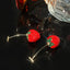 Elegant Strawberry Rhinestone Drop Earrings with 925 Silver Needle