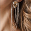 Elegant Water Droplet Crystal Alloy Layered Tassel Earrings