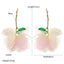 Elegant Tropical Flower Tassel Drop Earrings - Gold Plated Alloy Design