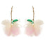 Elegant Tropical Flower Tassel Drop Earrings - Gold Plated Alloy Design