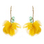 Elegant Tropical Flower Tassel Drop Earrings - Gold Plated Alloy Design