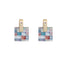 Elegant Vintage Square 18K Gold Plated Drop Earrings with Colorful Shell Inlay