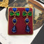 Elegant Vintage Shamrock Water Droplet Alloy Drop Earrings with Colorful Glass Accents