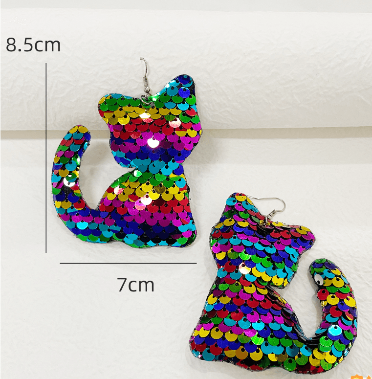 1 Pair Gradient Mermaid Tail Cat Drop Earrings - Reflective Resin Statement Jewelry