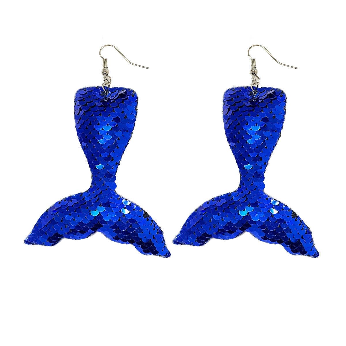 1 Pair Gradient Mermaid Tail Cat Drop Earrings - Reflective Resin Statement Jewelry