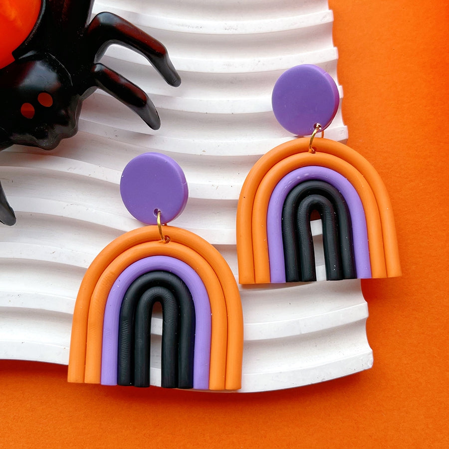 1 Pair Exaggerated Handmade Funny Rainbow Soft Clay Drop Earrings