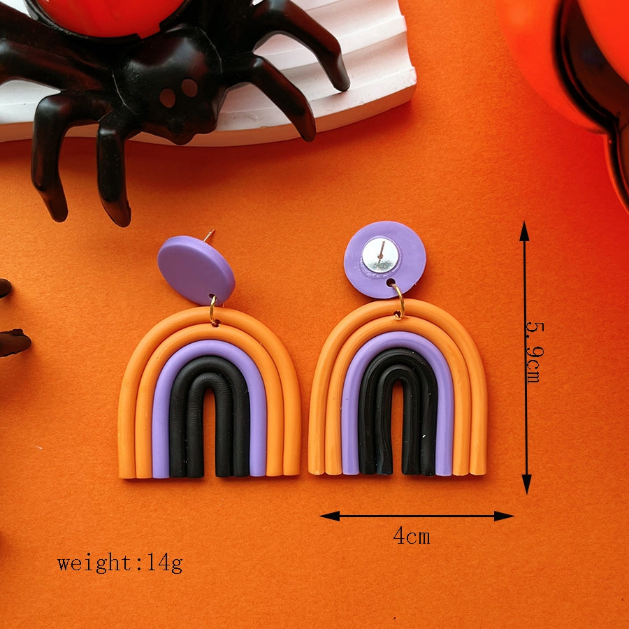 1 Pair Exaggerated Handmade Funny Rainbow Soft Clay Drop Earrings