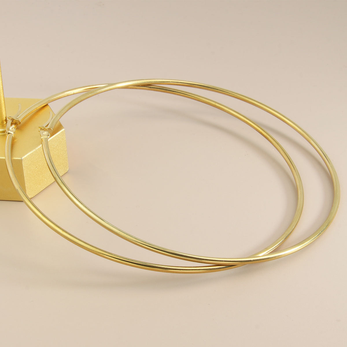 18K Gold Plated Stainless Steel Large Hoop Earrings for Women - Simple Fashion Titanium Steel Design