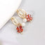 Fairy Style Asymmetrical Butterfly Tassel Earrings with Red Zircon and Artificial Pearls