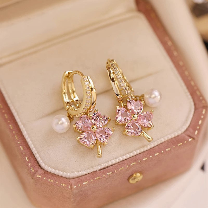 1 Pair Fairy Style French Style Sweet Flower Butterfly Asymmetrical Tassel Inlay Alloy Artificial Pearls Zircon Drop Earrings