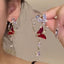 Fairy Style Asymmetrical Butterfly Tassel Earrings with Red Zircon and Artificial Pearls