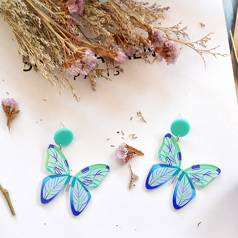 1 Pair Acrylic Butterfly Statement Women's Drop Earrings