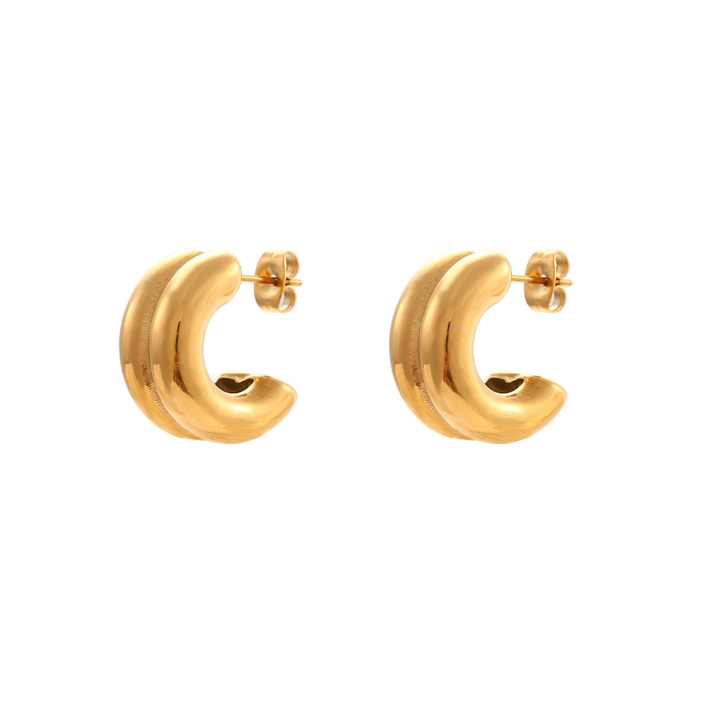 1 Pair Fashion C Shape Plating 304 Stainless Steel 18K Gold Plated Hoop Earrings