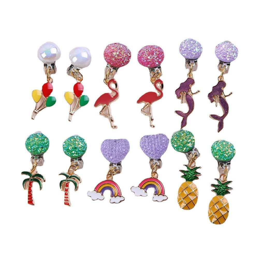 1 Pair Fashion Cartoon Alloy Plating Kid's Drop Earrings Ear Clips