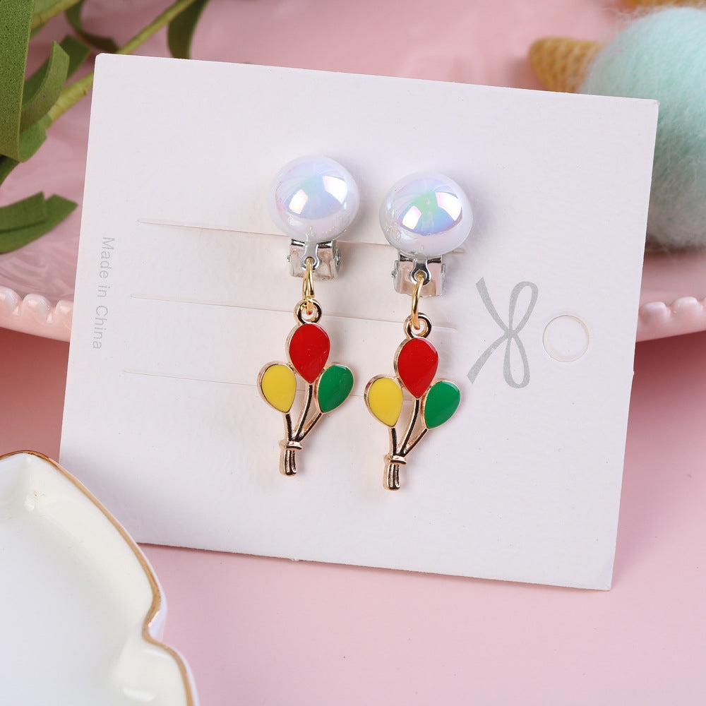 1 Pair Fashion Cartoon Alloy Plating Kid's Drop Earrings Ear Clips