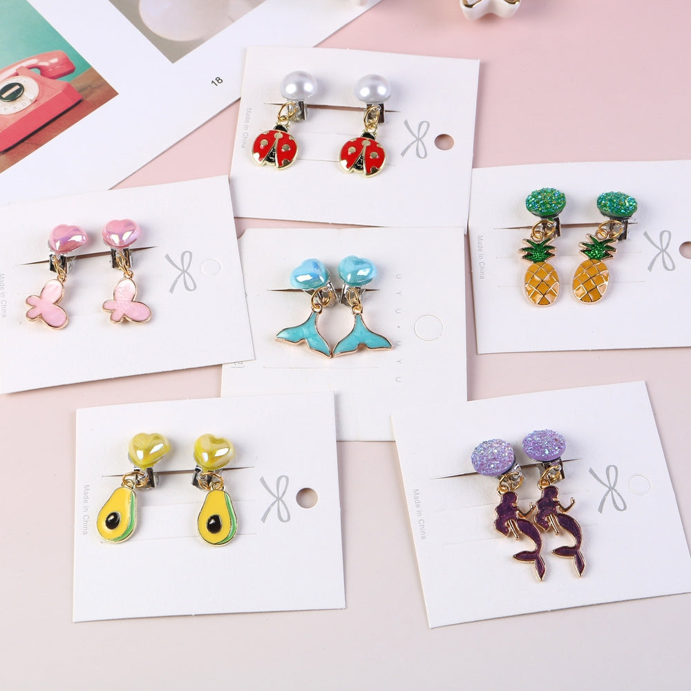 1 Pair Fashion Cartoon Alloy Plating Kid's Drop Earrings Ear Clips