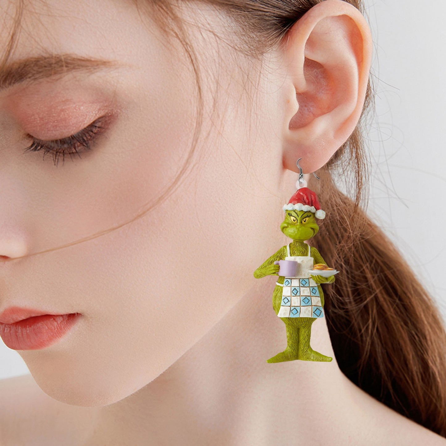 1 Pair Grinch Cartoon Character Acrylic Drop Earrings for Christmas Holiday