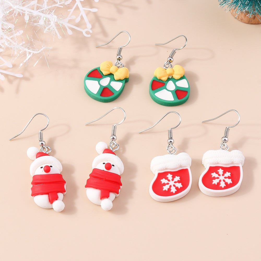 1 Pair Christmas Tree Santa Claus Resin Drop Earrings