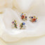 1 Pair Asymmetrical Daisy Enamel Flower Earrings with 925 Silver Pin