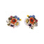 1 Pair Asymmetrical Daisy Enamel Flower Earrings with 925 Silver Pin