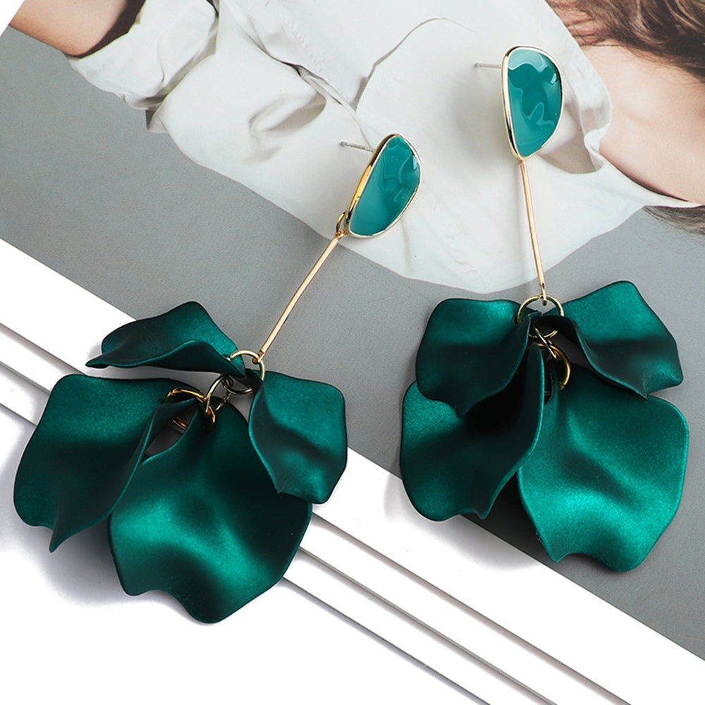 1 Pair Fashion Flower Plating Arylic Drop Earrings