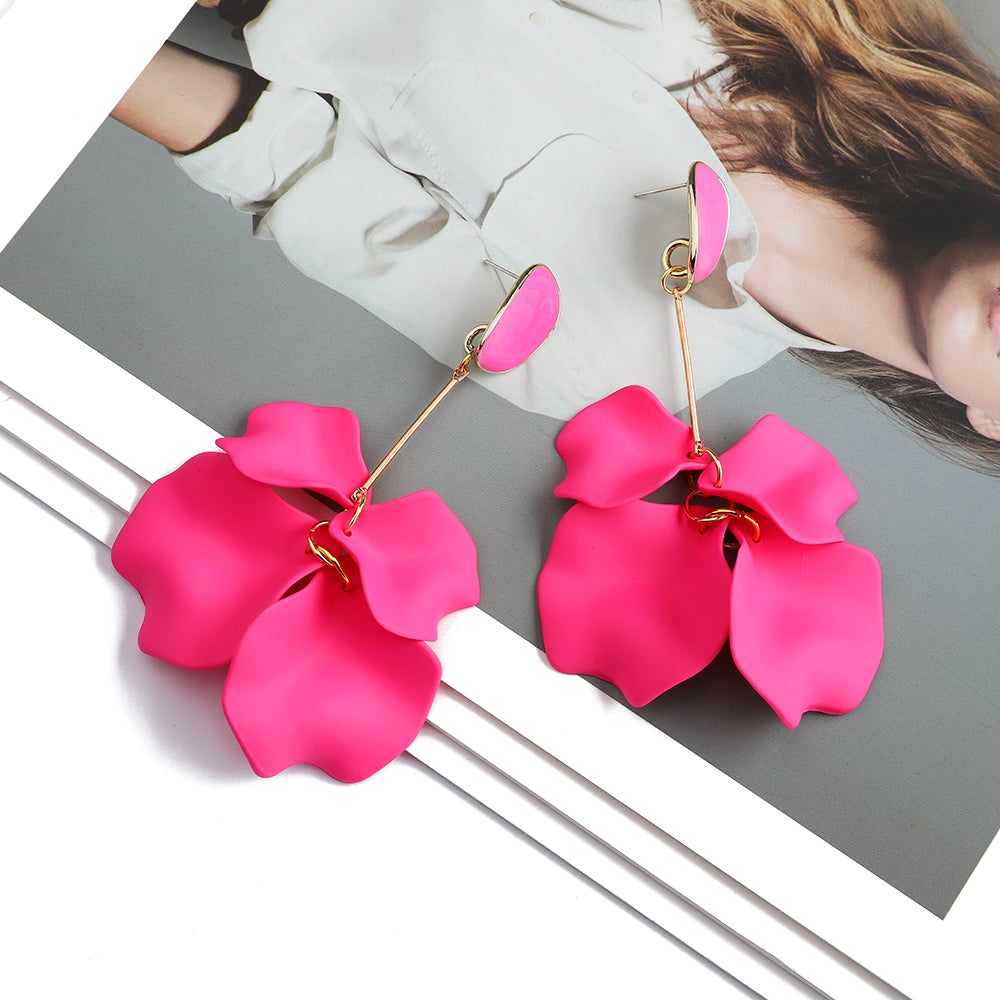 1 Pair Fashion Flower Plating Arylic Drop Earrings