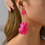 1 Pair Elegant Acrylic Flower Petal Tassel Drop Earrings for Weddings