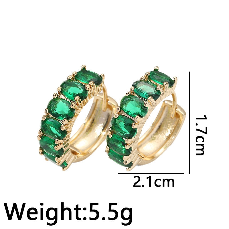 1 Pair Elegant Geometric Copper Zircon Inlaid 18k Gold Plated Earrings