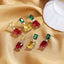 1 Pair Fashion Rectangle Copper Inlay Zircon Synthetic Gemstone Drop Earrings