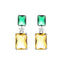 1 Pair Fashion Rectangle Copper Inlay Zircon Synthetic Gemstone Drop Earrings