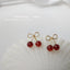 14k Gold Plated Cherry Zircon Stud Earrings with 925 Sterling Silver French Vintage Design