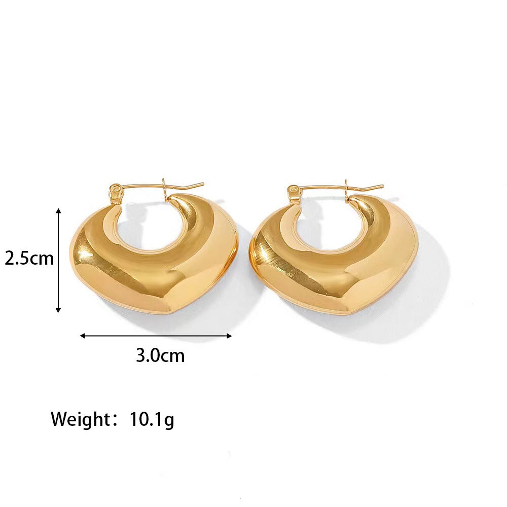 1 Pair Geometric Hollow 18K Gold Plated Stainless Steel Earrings