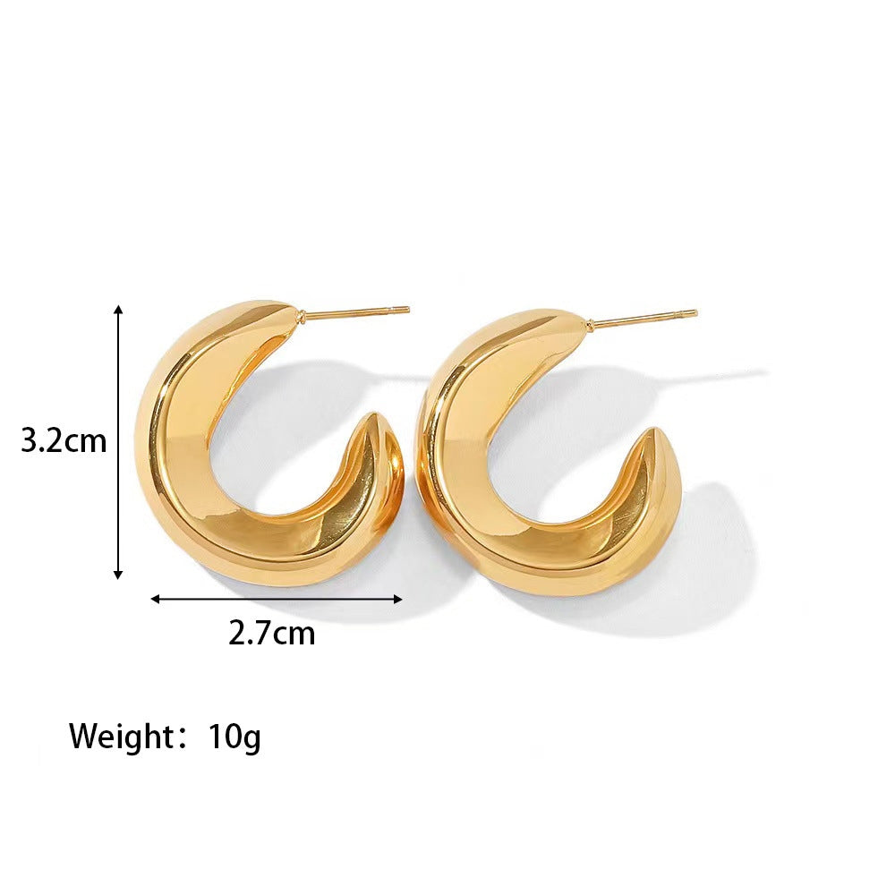 1 Pair Geometric Hollow 18K Gold Plated Stainless Steel Earrings