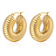 1 Pair Fashion 18K Gold Plated Stainless Steel Oval Hoop Earrings
