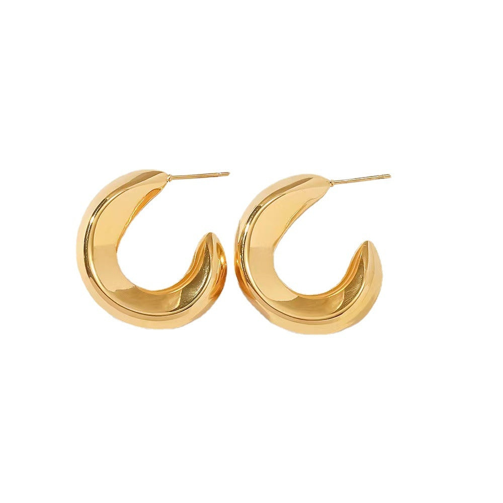 1 Pair Geometric Hollow 18K Gold Plated Stainless Steel Earrings