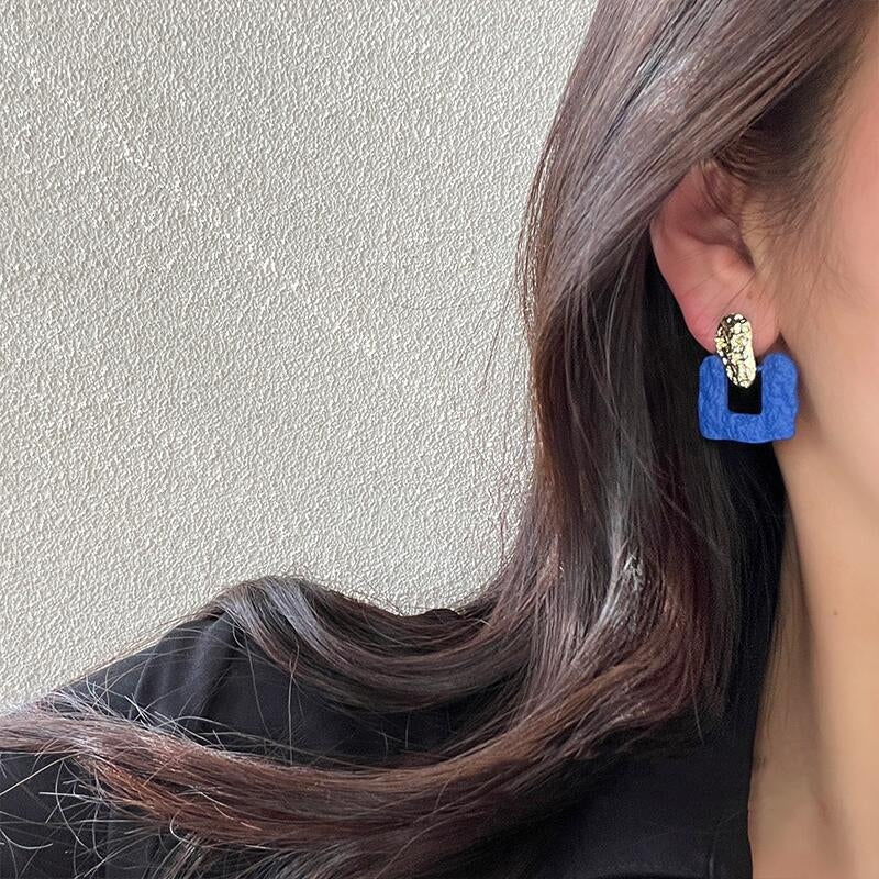 1 Pair Trendy Stainless Steel Colorblock Square Earrings