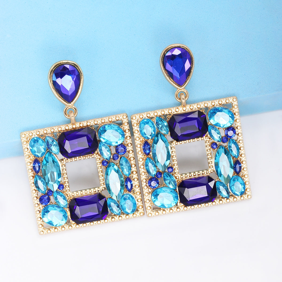 1 Pair Geometric Alloy Inlay Glass Stone Women's Drop Earrings