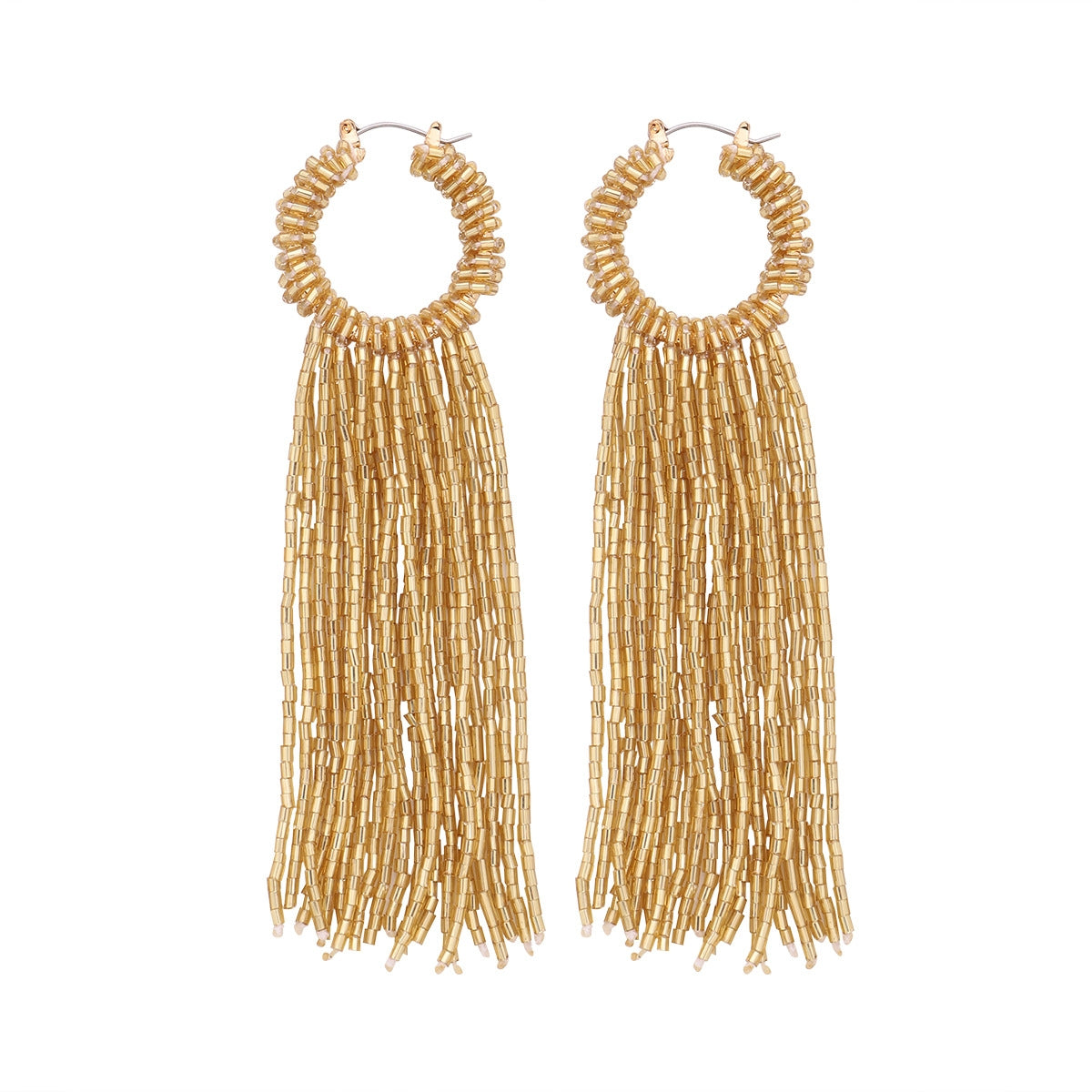 Bohemian Tassel Beaded Resin Drop Earrings