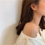 1 Pair Fashion Tassel Imitation Pearl Beaded Gold Plated Women's Long Drop Earrings