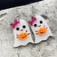 1 Pair Halloween Pumpkin Ghost Skull Acrylic Drop Earrings with Flower Bow Knot Design