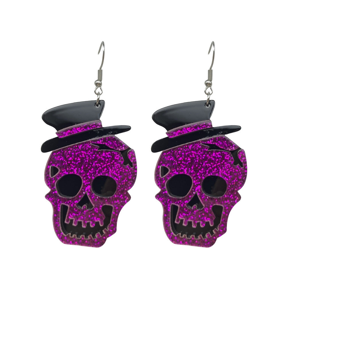 1 Pair Halloween Pumpkin Ghost Skull Acrylic Drop Earrings with Flower Bow Knot Design