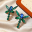 Glamorous Dragonfly Rhinestone Inlay Gold Plated Alloy Earrings