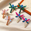 Glamorous Dragonfly Rhinestone Inlay Gold Plated Alloy Earrings